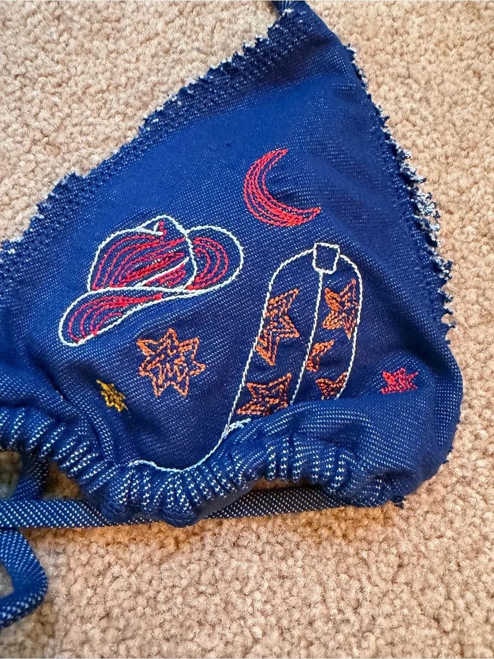 NWT new medium free people it’s cool now denim string bikini top embroidered